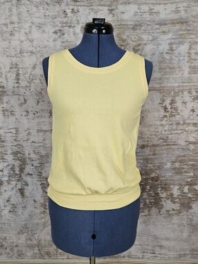 1980s Workout Tank Top Vintage Yellow Gym Sleeveless Shirt VTG 80s Small